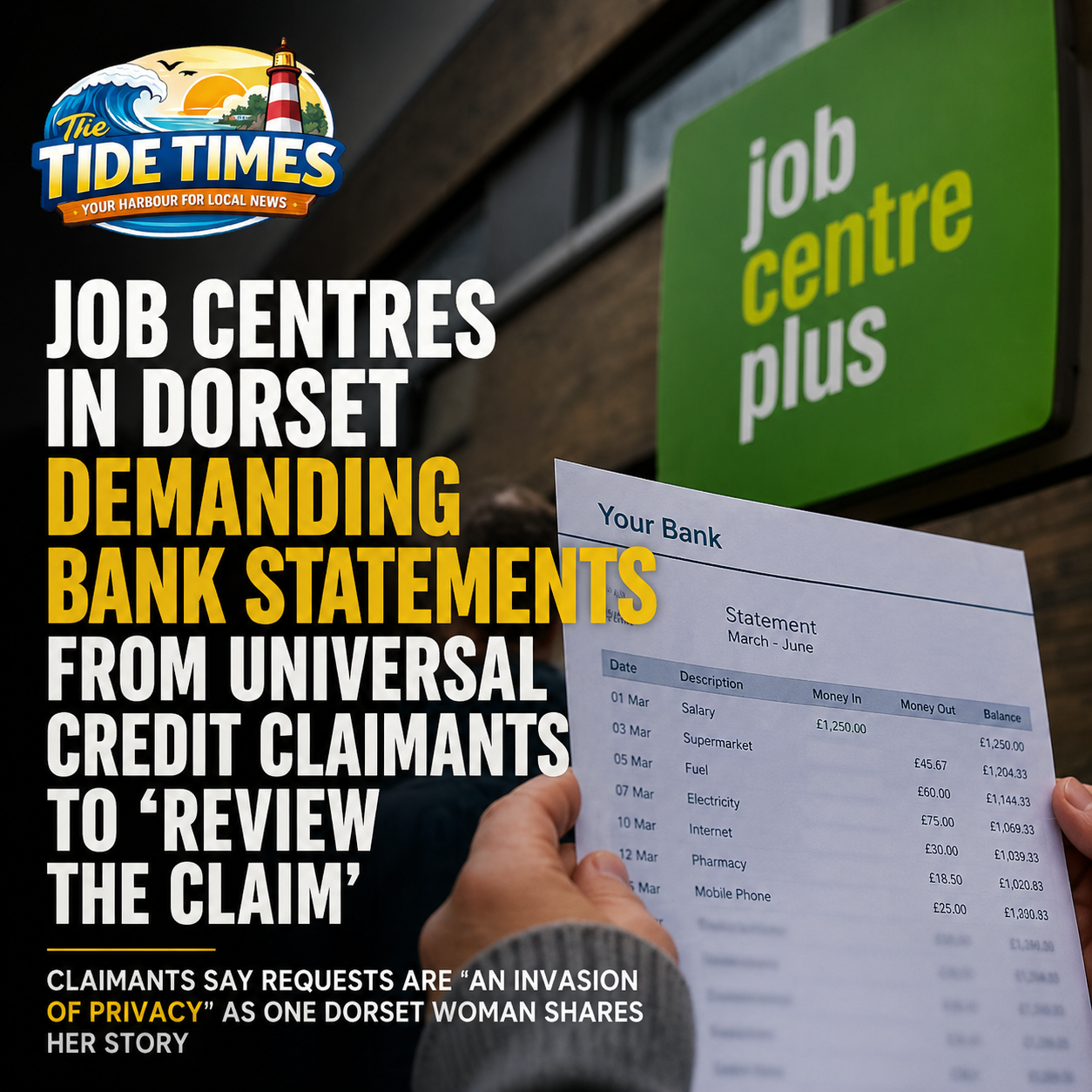 Jobcentres in Dorset Request Bank Statements from Universal Credit Claimants